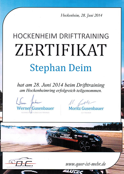 Stephan DEIM Hockenheim Drifttraining